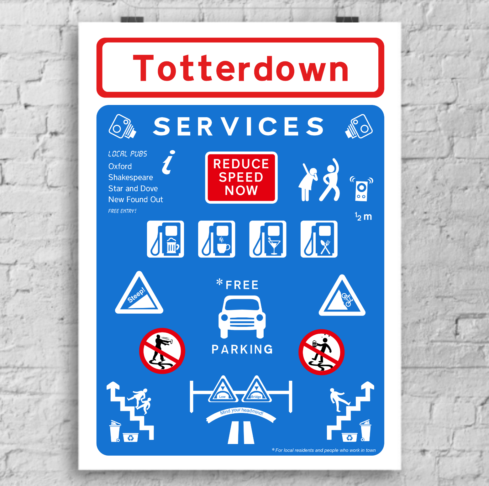 Totterdown Services road sign print