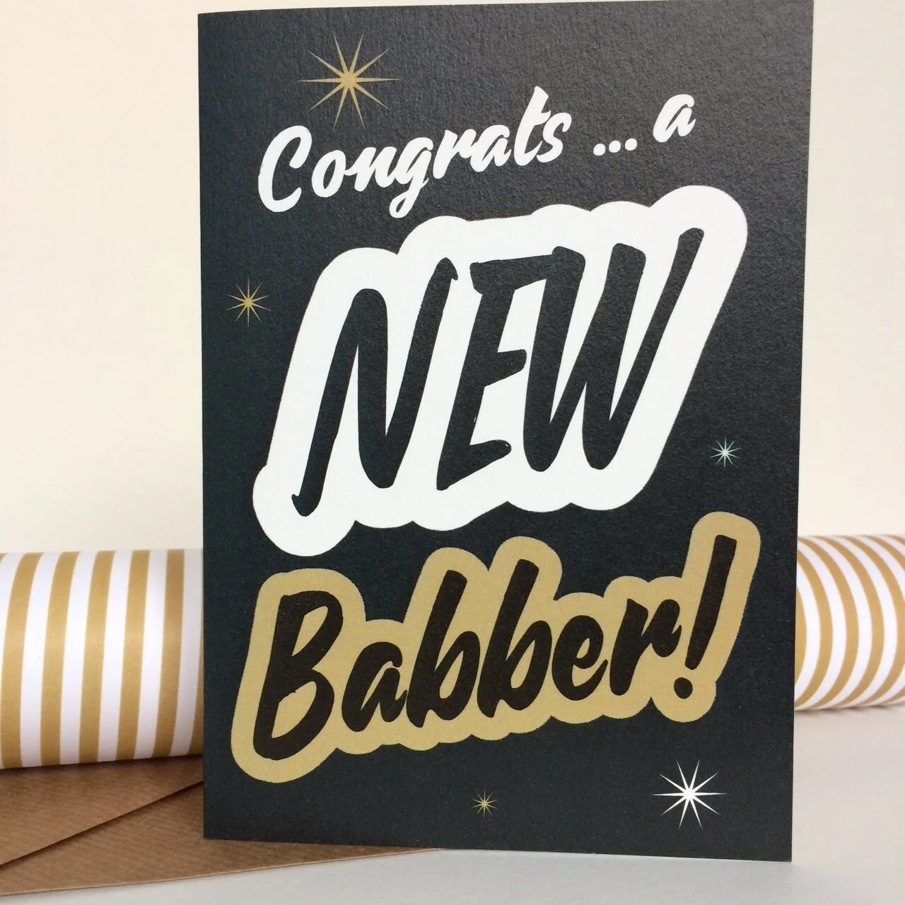 New Babber Bristolian typographic greetings card for new baby by Lou Boyce