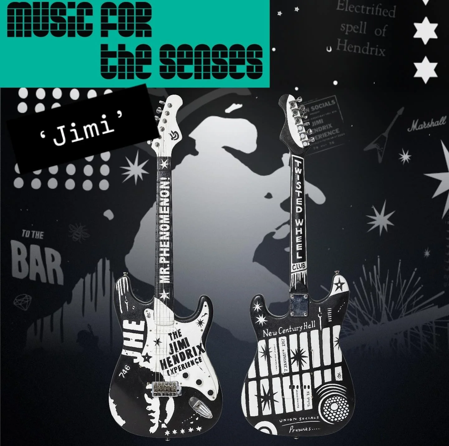 🚨 I can finally reveal my guitar design for the @mcrarttrail  which takes place in Manchester from today 🥁🥁🥁

 &lsquo;Jimi&rsquo;

Sponsored by the amazing team at @noma_mcr Manchester! 🎸🎸🎸

My guitar, along with the backdrop I designed, will 