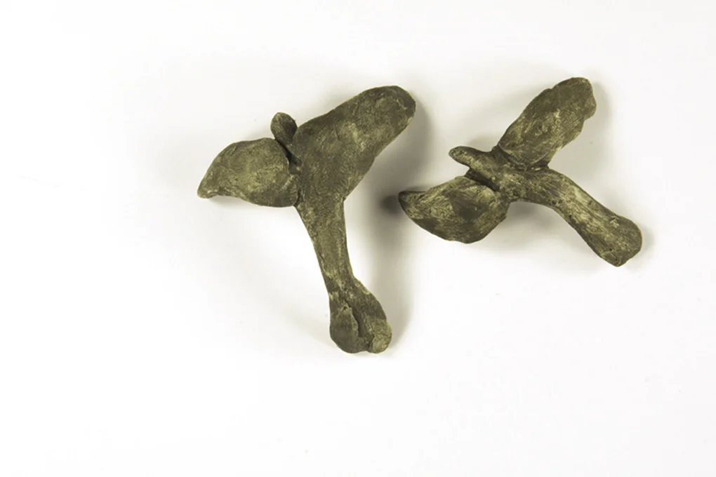 In Flight, (detail) Plaster on wire, with oil patina Size variable