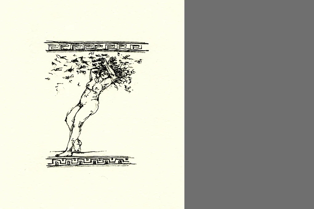The Helen Fragments: Clangor and Clamor , 2003 Ink on paper Approx. 2 x 3"