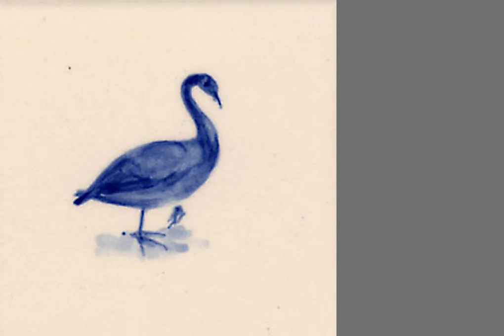 Duck , 2013 Hand-painted glaze on bisque tile 4 x 4"