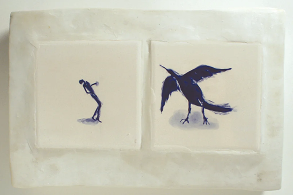 Close: Cry , 2007 Glazed ceramic tile, plaster, beeswax Approx. 6" x 12"