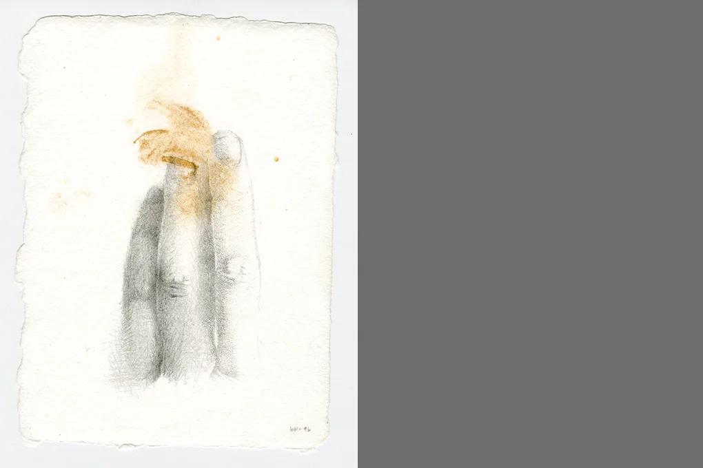 Touch , 1 of 1, 1995 Xerox transfer on hand made paper with pigment Approx. 8” 8”