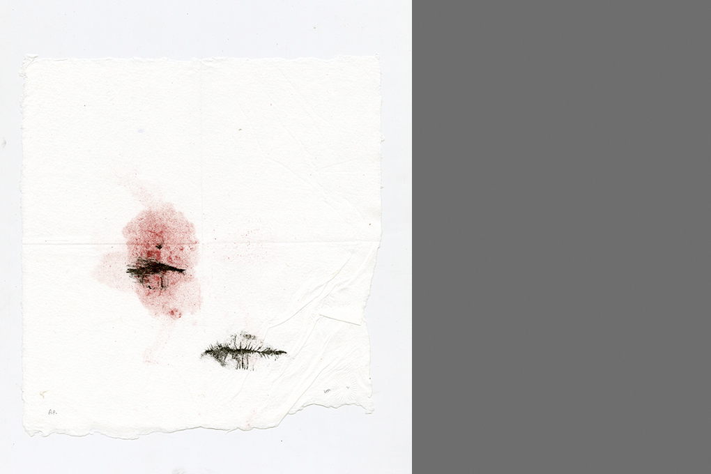 Tragedy in Polite Company I , 1 of edition of 4, 1995 Xerox transfer on handmade paper with pigment 10 x 10"