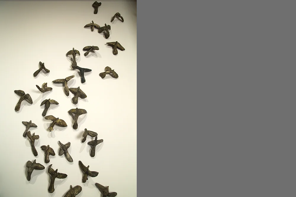 The Murmuration (detail) Installation, Village West Gallery Plaster on wire, with oil patina Size variable
