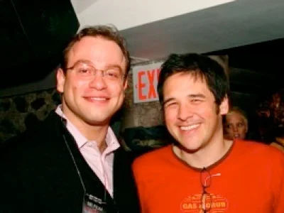 Dimitris Athos and me, both full of champagne.