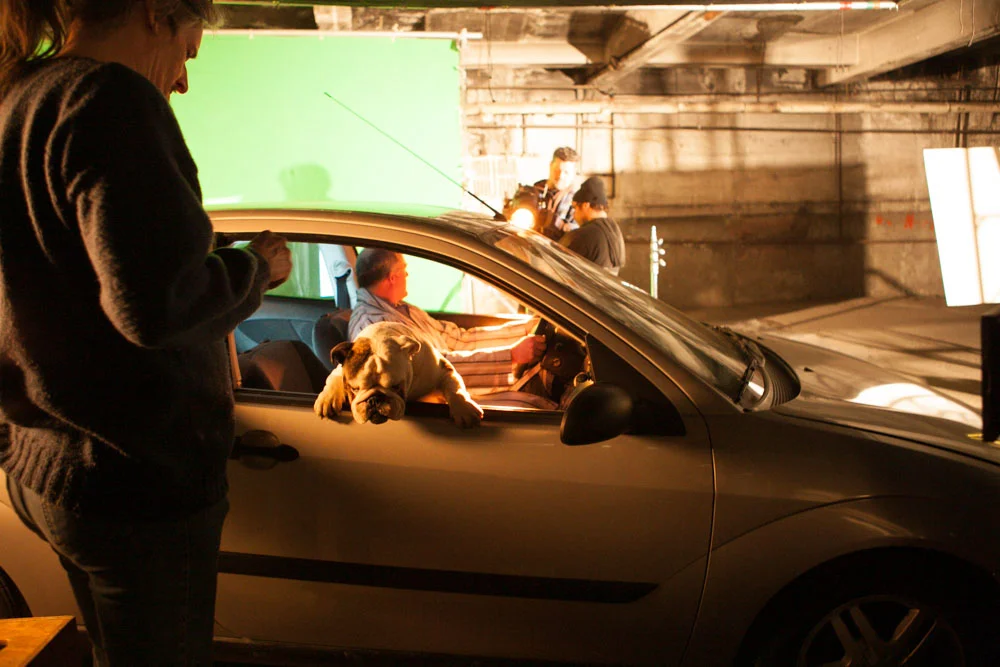 One of the close ups done on green screen.