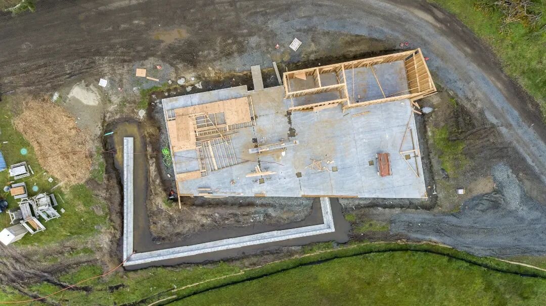 Aerial photos by @donniefiasco of the four building pads at the Long Beach Campfield: Camp Store, Gate House, Bath House, Ofuro.