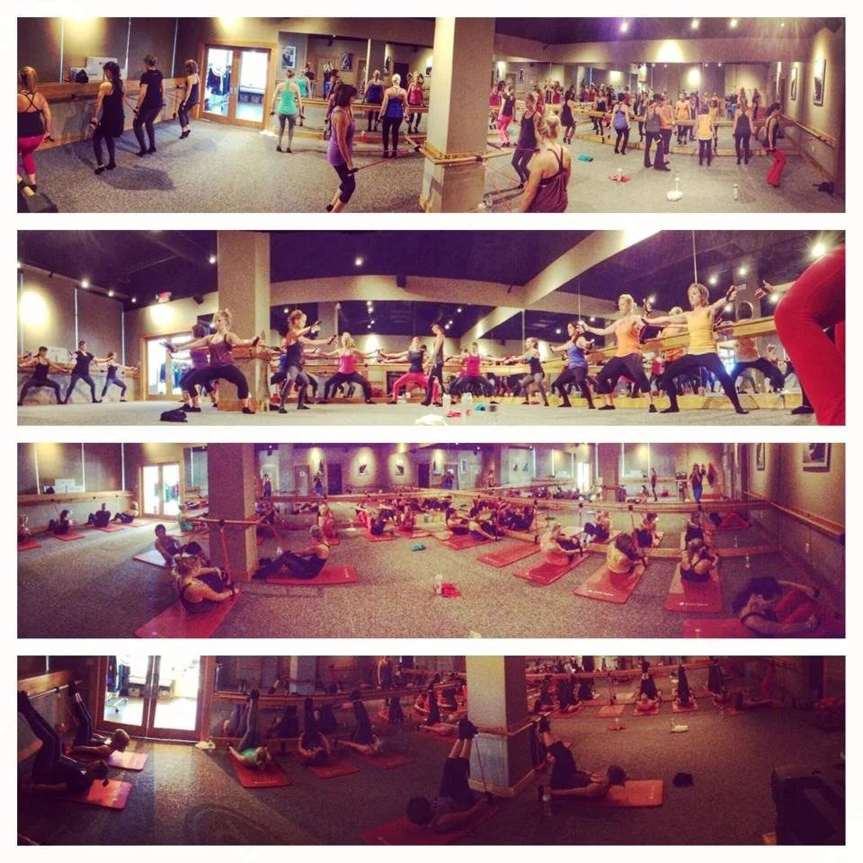 Super challenging velcro tube class for 250 club members! Photo courtesy of Danielle Cote Pure Barre Lake Norman. 