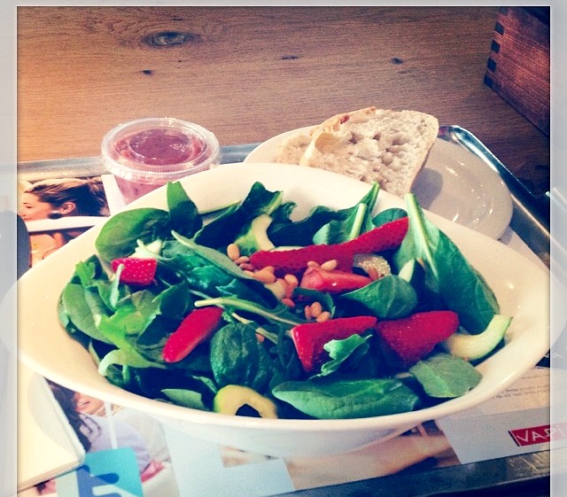 My strawberry and spinach salad from Vapiano's. Easy to recreate at home. Even tastier actually.