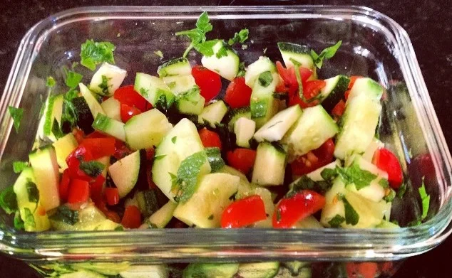 Flat Belly Salad. Great make-ahead recipe for the busy work week and full of fresh detoxing herbs. 