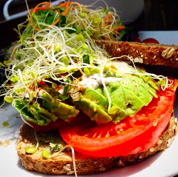 Luna's Living Kitchen Avocado & Basil sandwich is Nila's go-to at Charlotte's premier raw restaurant.