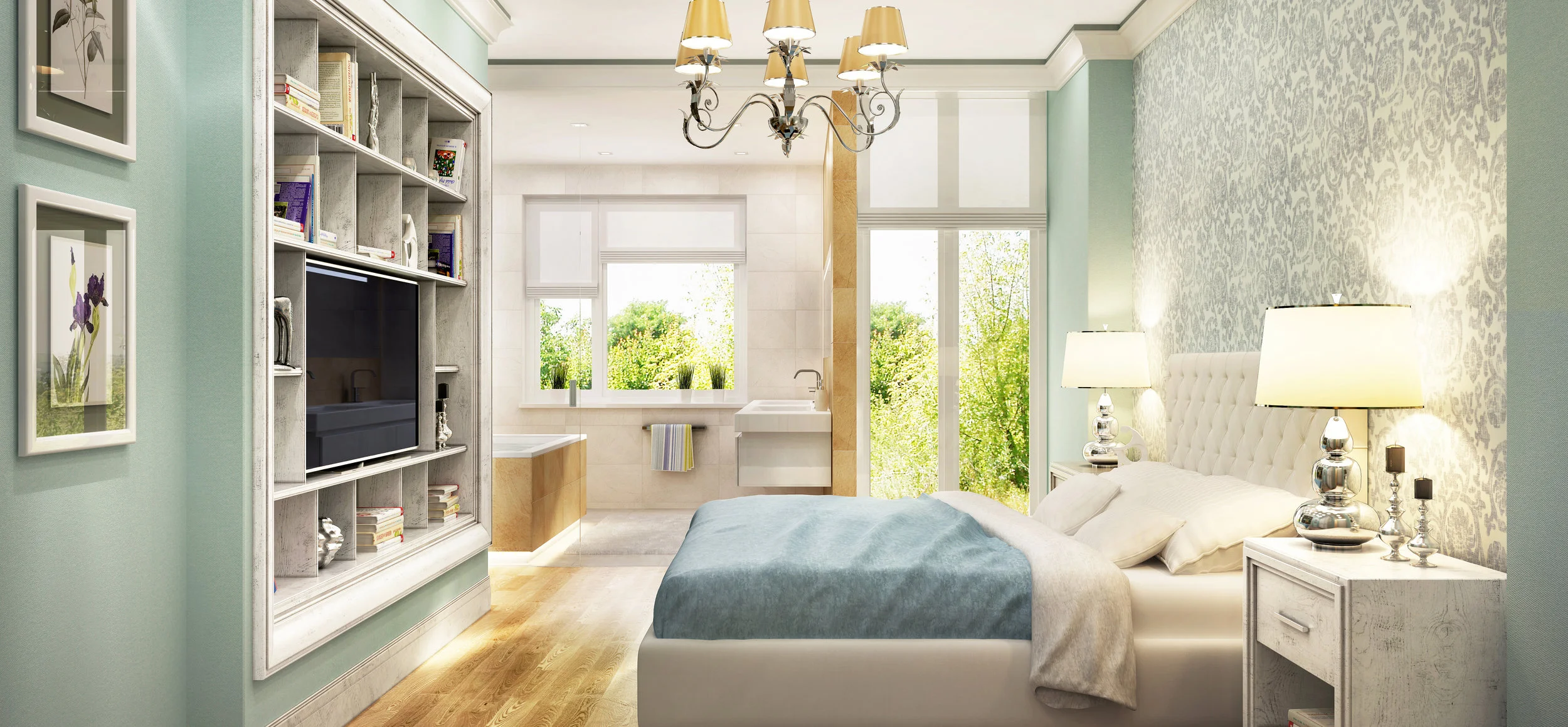Modern bathroom in bedroom