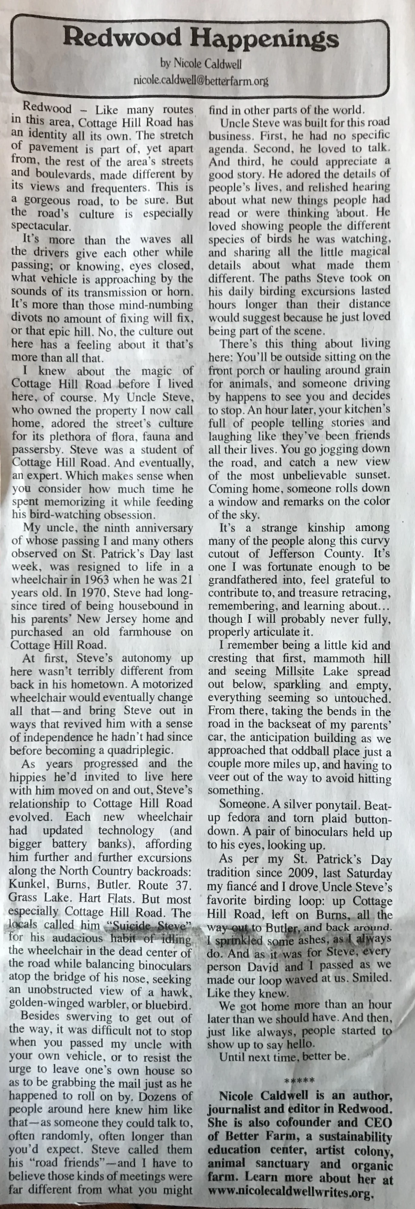 Redwood Happenings: March 21, 2018