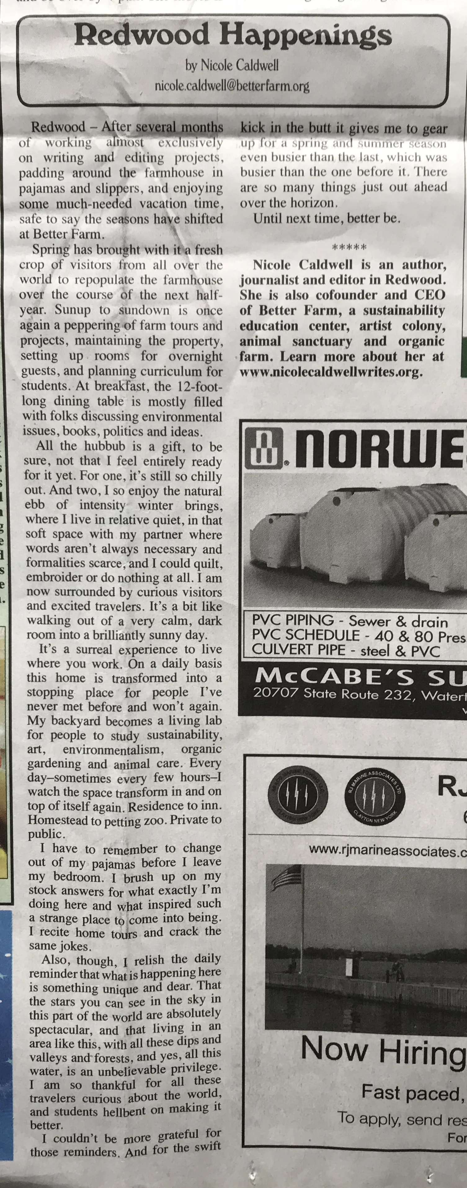 Redwood Happenings: April 11, 2018