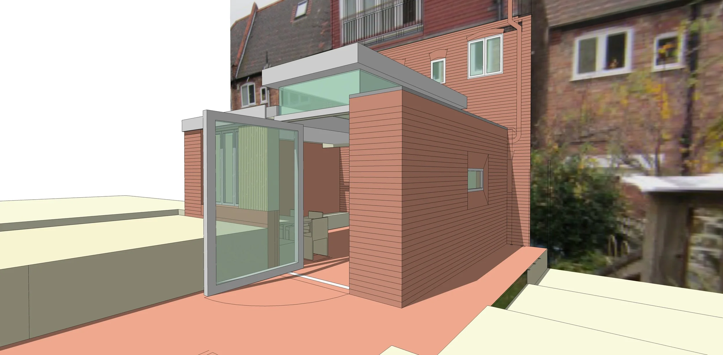 pivot door to flush patio