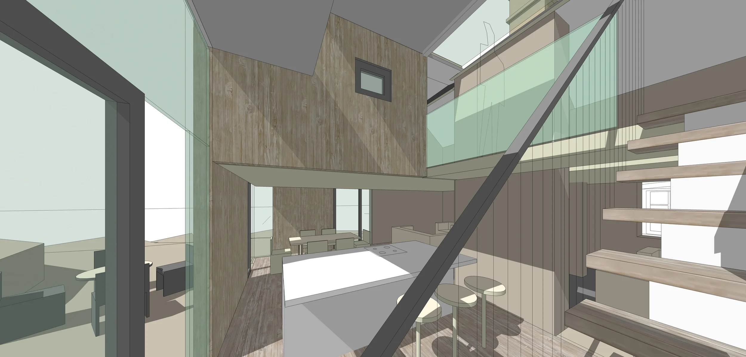 interior - sketch stair, lantern, kitchen/diner