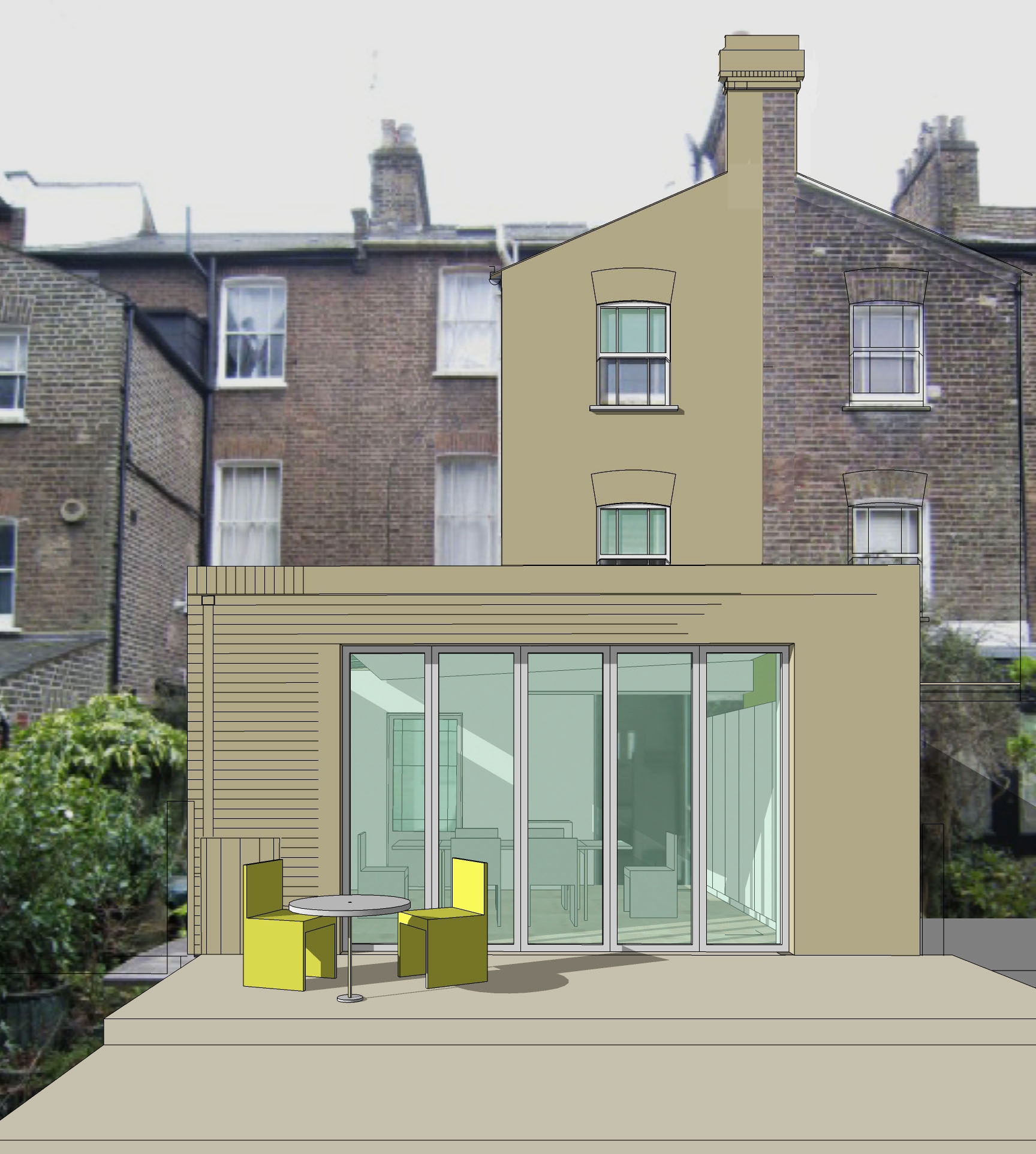 rear elevation - sketch perspective 3D model