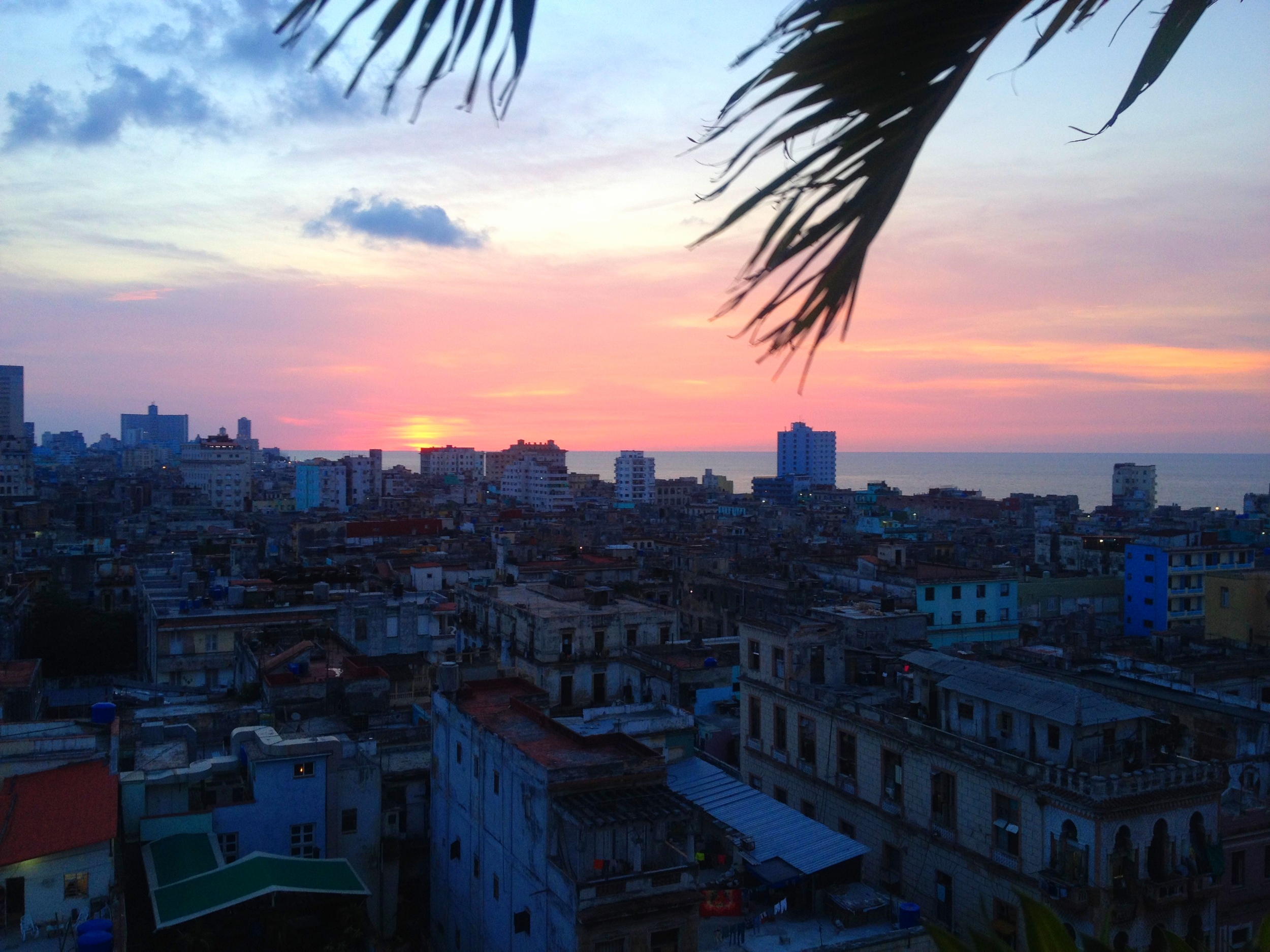  Sunset view from the roof top of the Parque Central Hotel in Old Havana. 