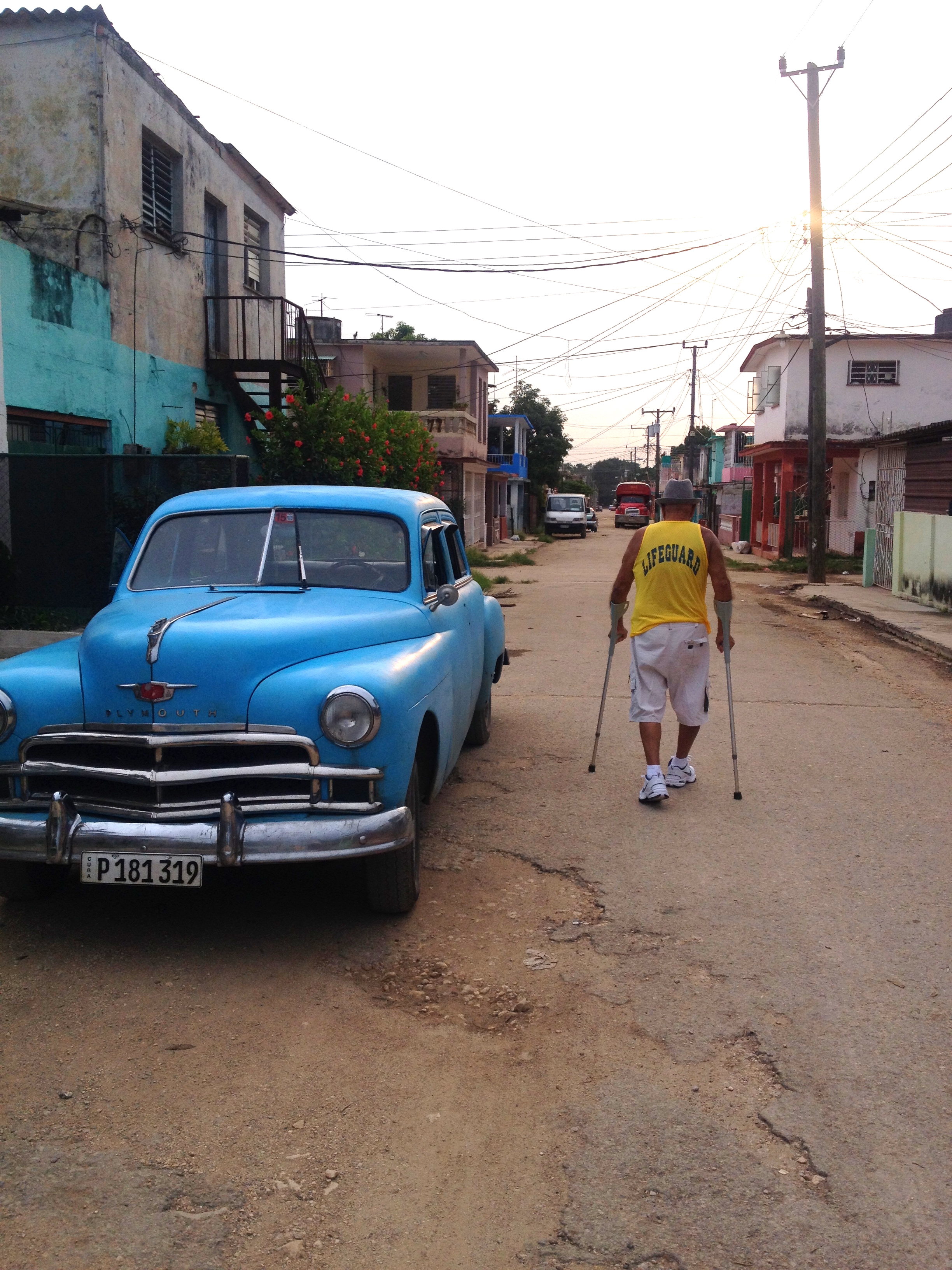  My father walking down the street in his neighborhood of Santiago de Las Vegas. 