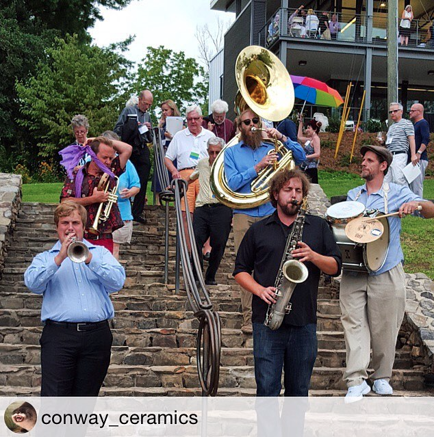  A genius musical march&nbsp;to help move guests to the tent.  Repost: Penland's Instagram 