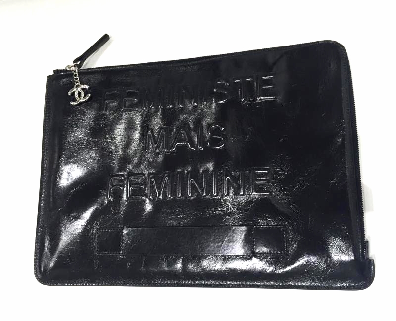    Chanel Large Flat Pouch Black   