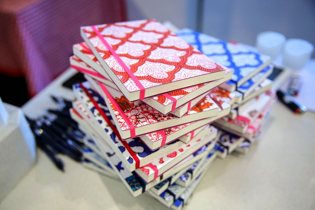 Journals with a block print pattern design.