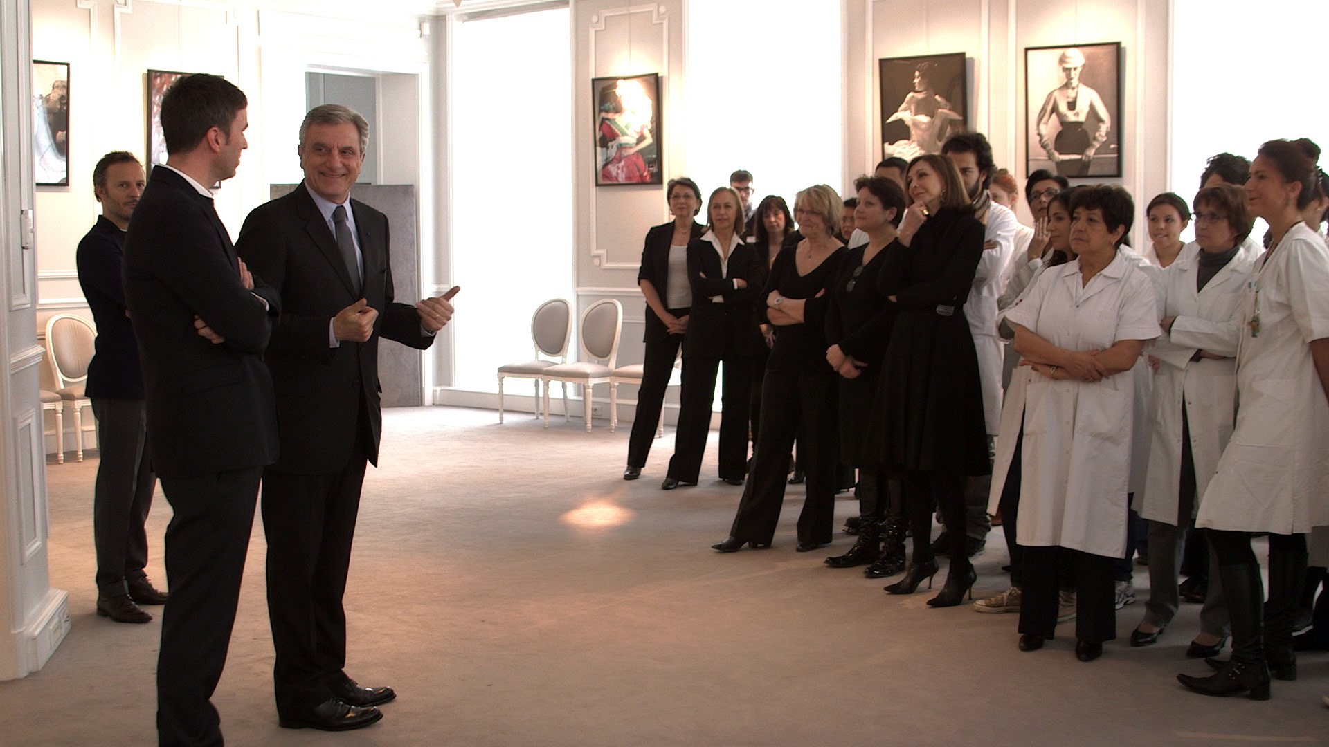 Raf Simons is introduced to Dior staff.
