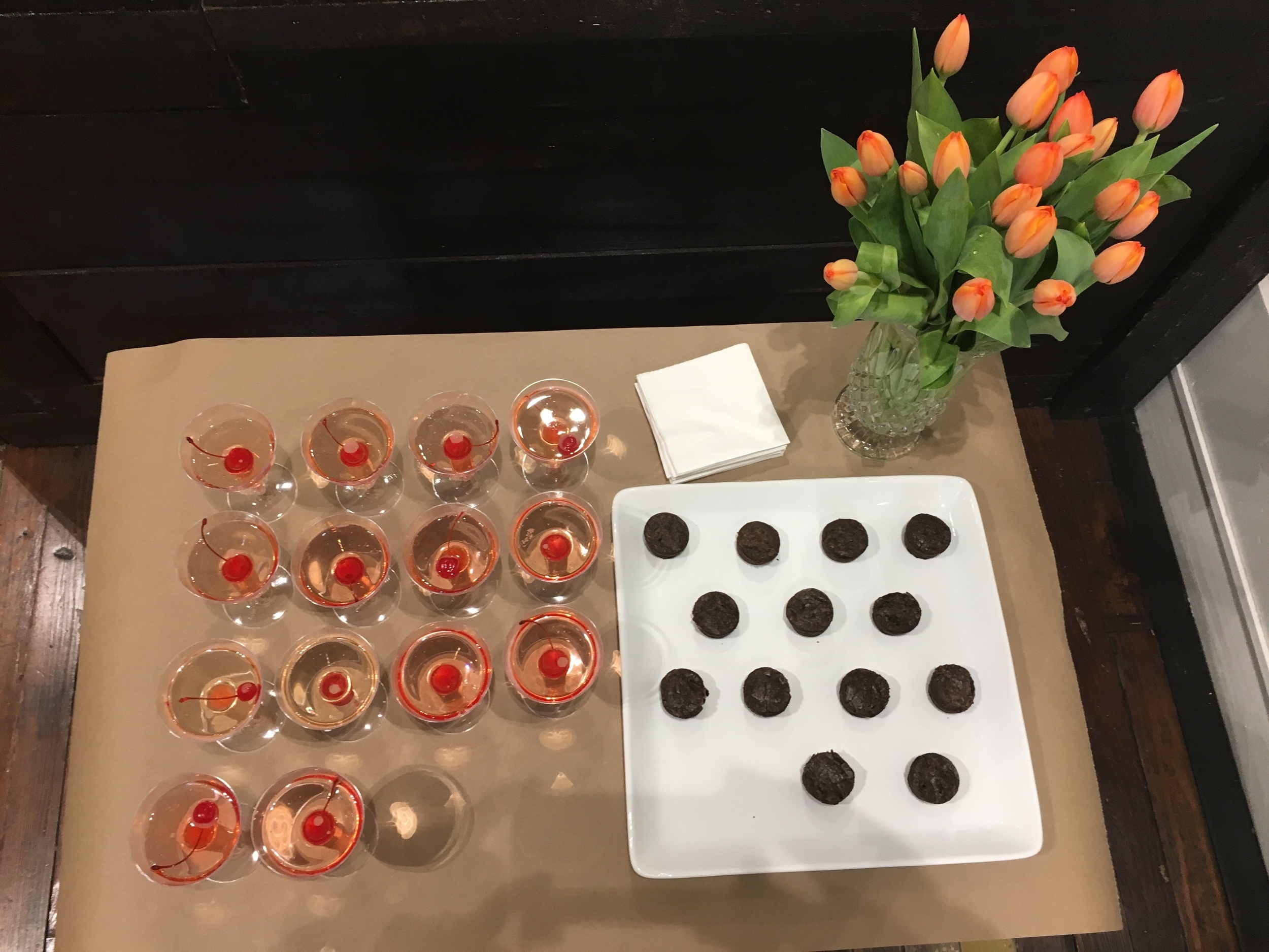 champagne, brownies &amp; tulips at Billy Reid... 