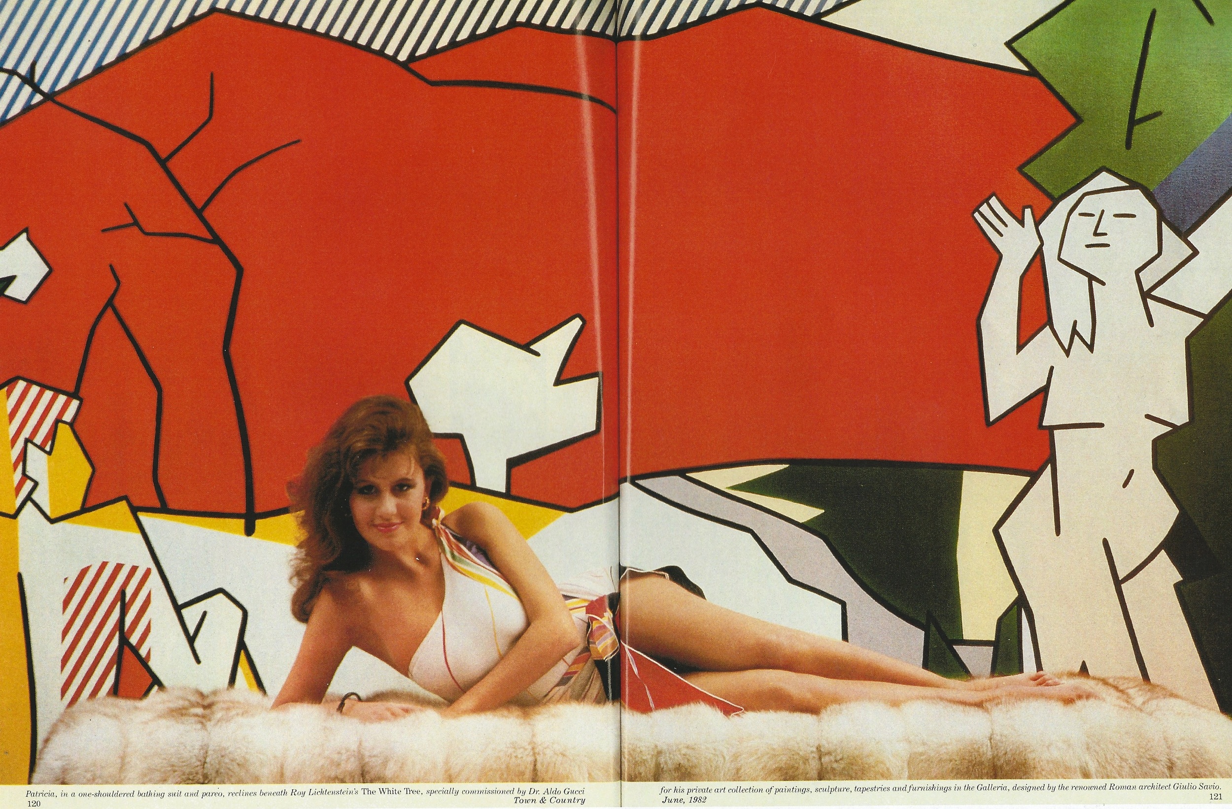 Modeling swimwear at the Gucci Galleria for Town & Country magazine, 1982 (Klaus Lucka von  Zelberschwecht)