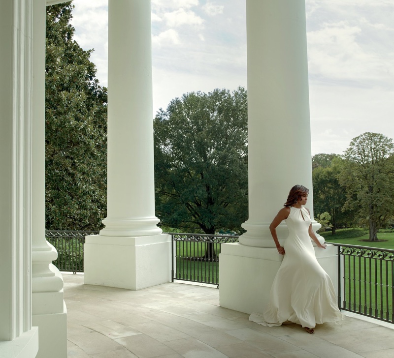 First Lady Michelle Obama in Carolina Herrera at the White House. Annie Leibovitz/Vogue