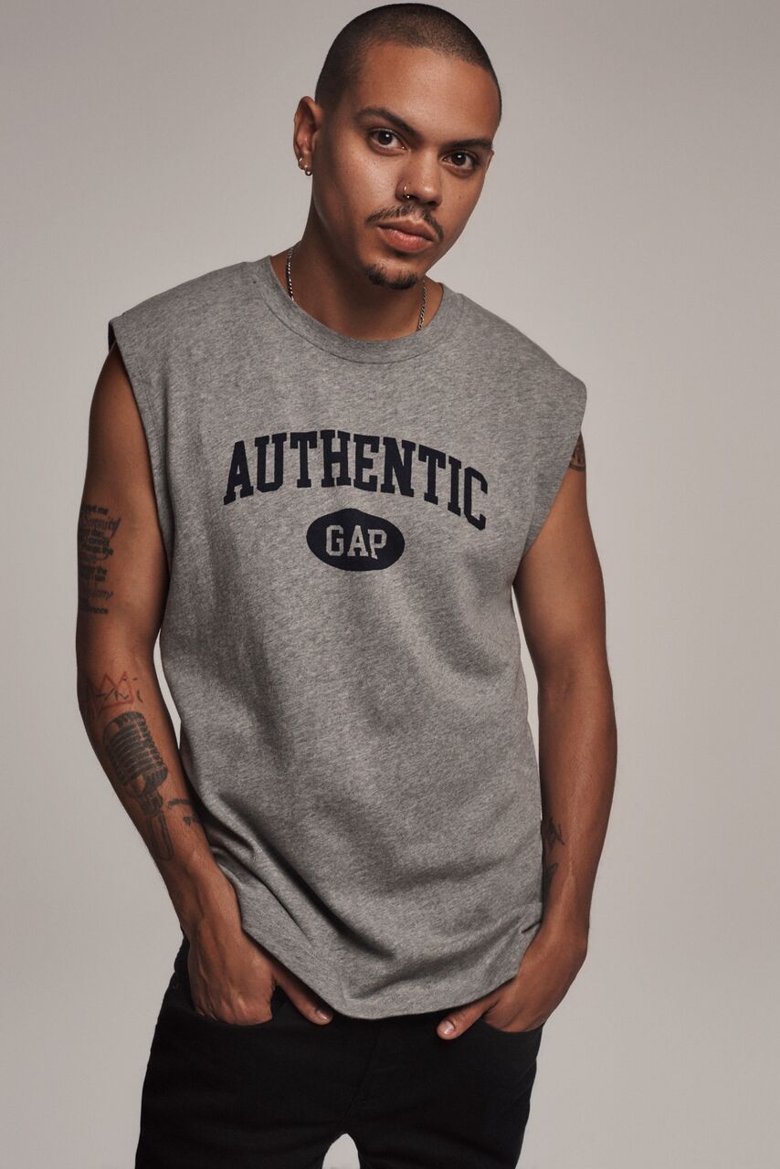  Actor  Evan Ross, son of Diana Ross , wears the sleeveless Logo Tee as a tribute to his mother who wore a simple tank in her 1991 ad. -&nbsp; “Gap can transcend all eras. It still feels relevant. It looks like what we would be wearing right now... i