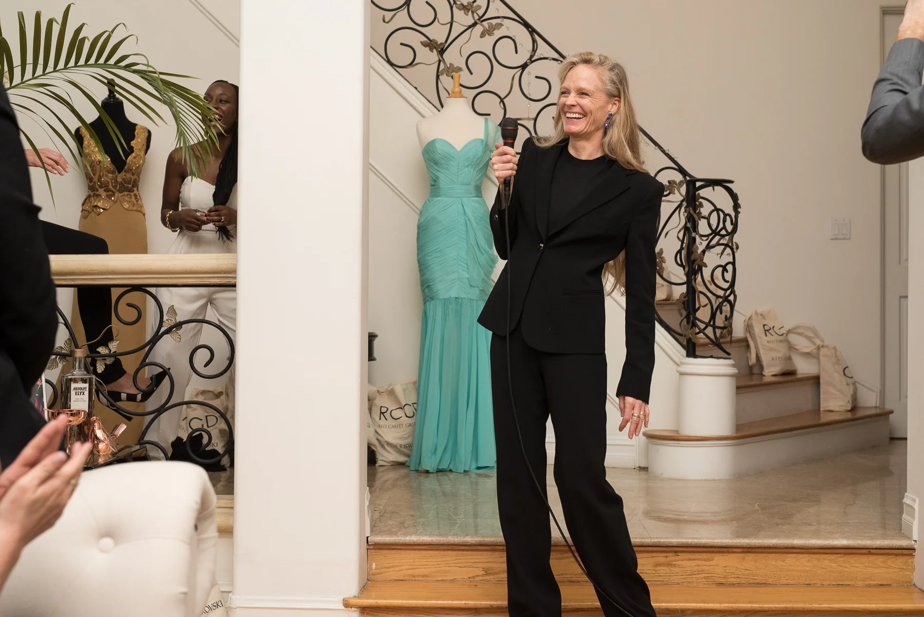 Suzy Amis Cameron smiles as she shares her heart and passion for Red Carpet Green Dress.