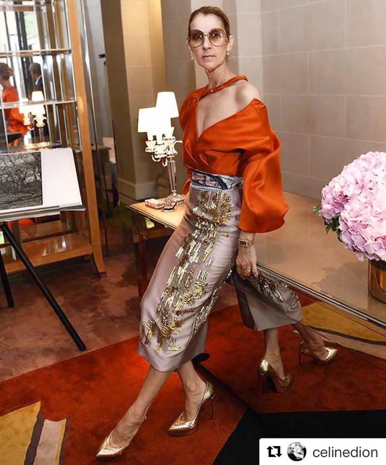 Celine Dion wearing Bibhu Mohapatra.