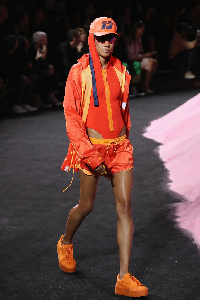 Rihanna's Orange Outfit at Fenty Event During Fashion Week