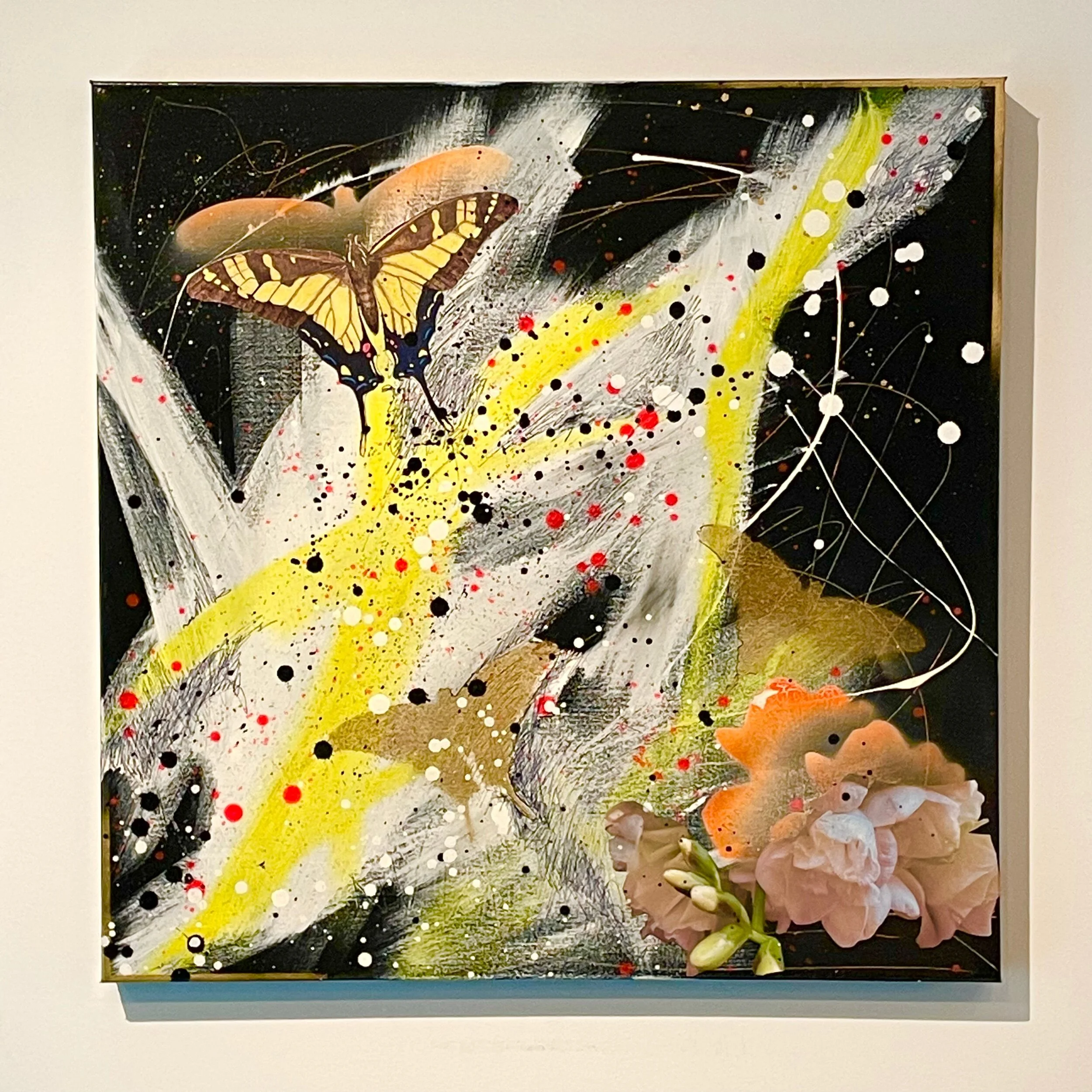 art, painting, mixed media, artist, floral, latinx, cuban art, gallery, home decor, abstract, gold, modern art, butterfly