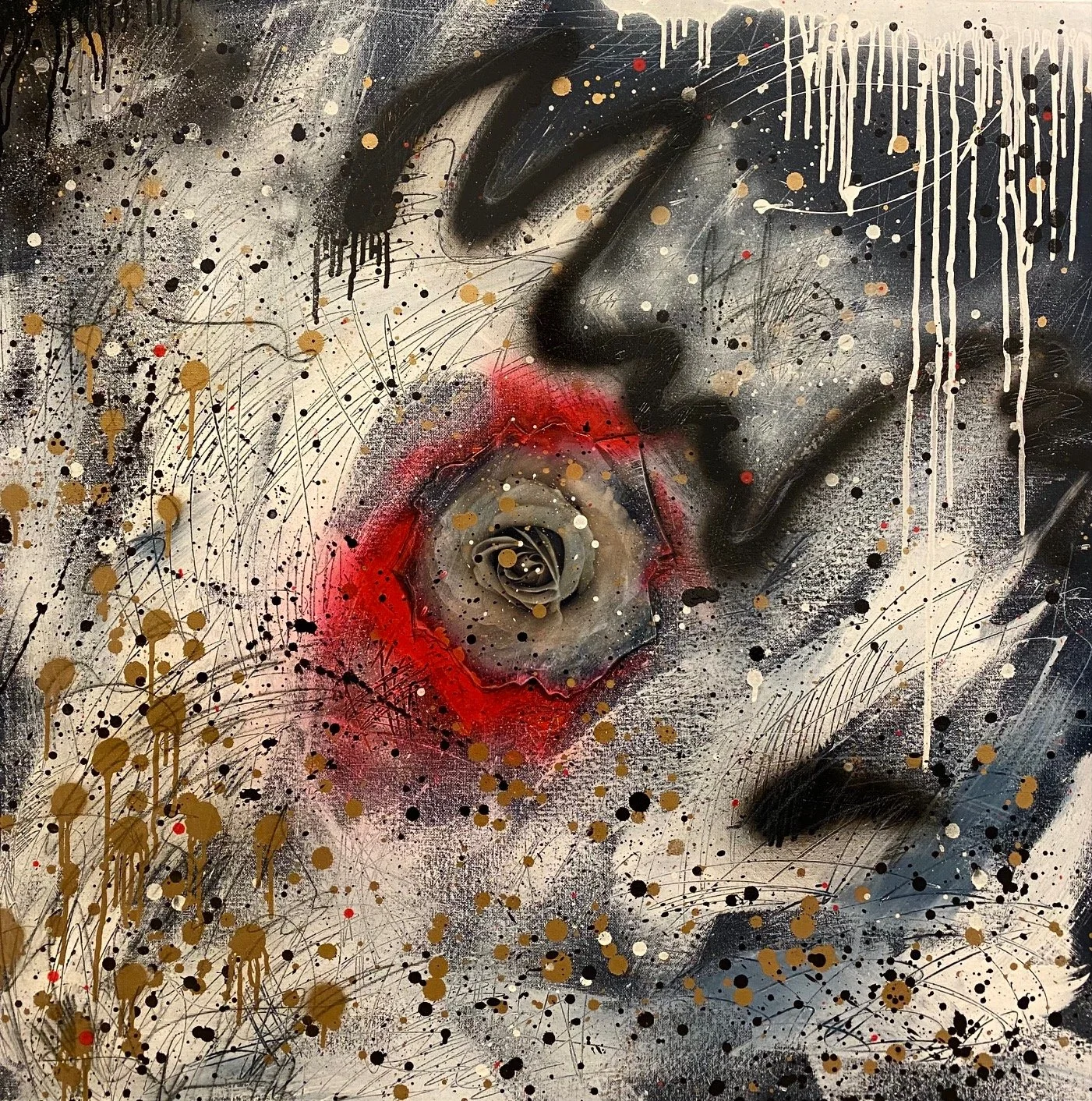 art, painting, mixed media, artist, floral, latinx, cuban art, gallery, home decor, abstract, gold, modern art