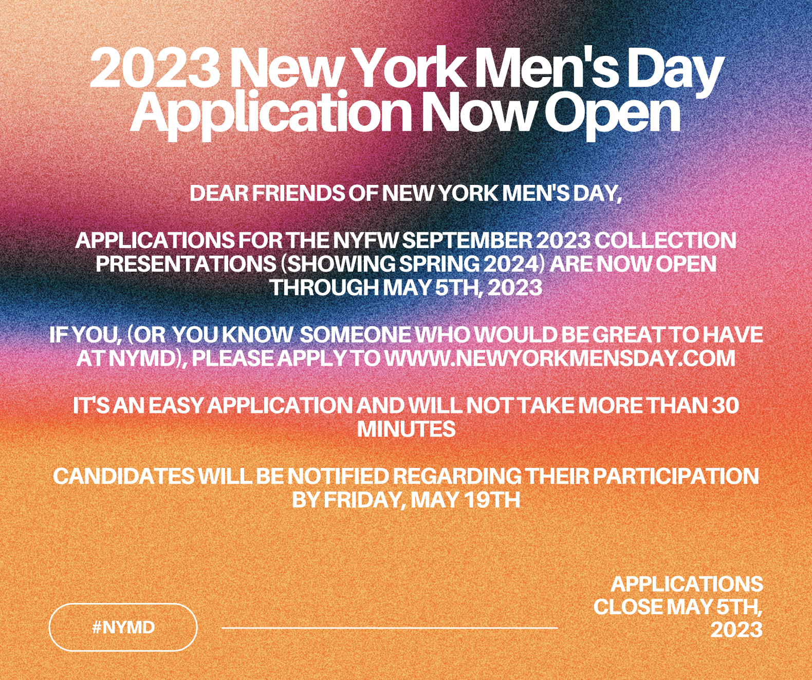 Applications Now Open | New York Men's Day SS24