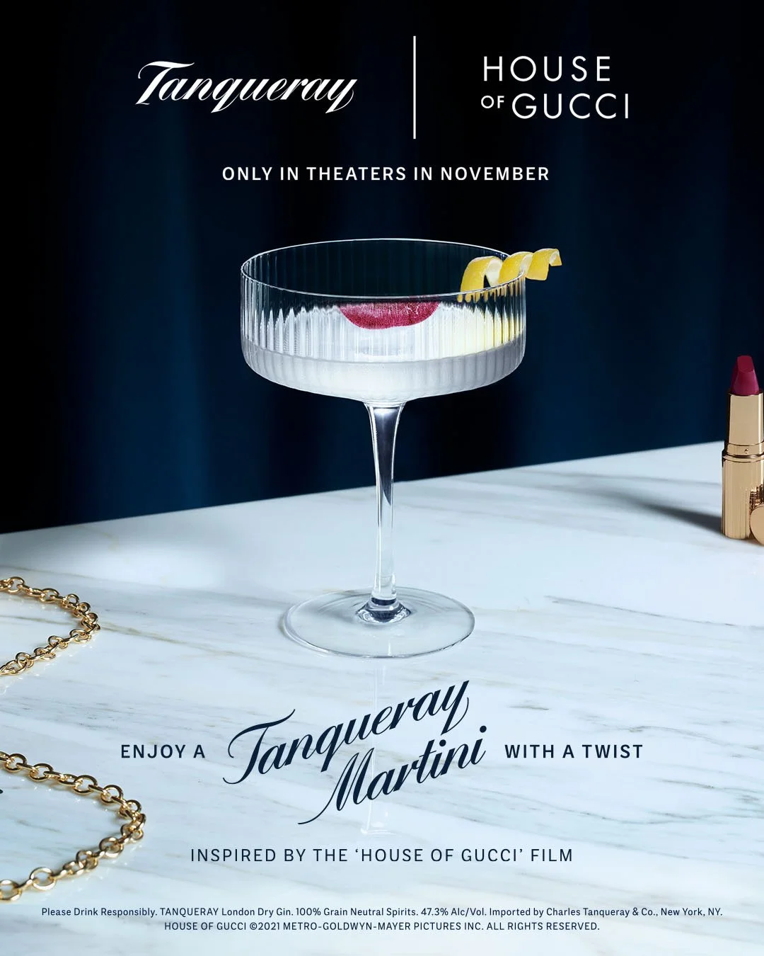 A Tanqueray Martini With A Twist Stars X House of Gucci Film