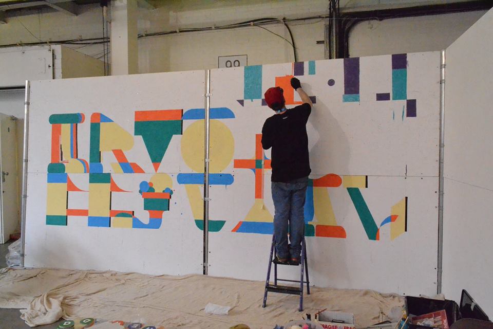 Leeds graffiti and street artist Bretski shows his skills at the Leeds Tech Zone
