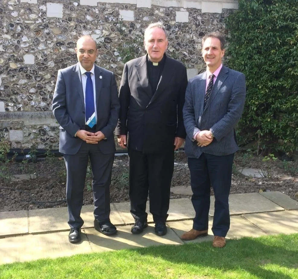 From left to right: Abdul A. Ravat (Mount Cricket Club) with Fr Eamonn O’Higgins (The Vatican and St Peter’s Cricket Club) and Stephen Gray (Church of England) following a tour planning meeting at Lord’s earlier this year