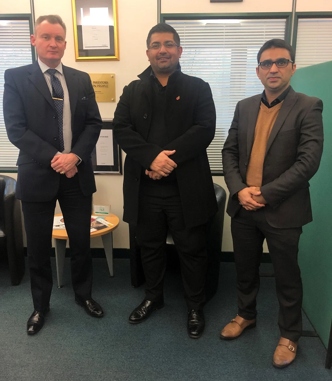(Left to right): Dr Jason Aldiss BEM, Managing Director, Eville &amp; Jones; Dr Jawad Khawaja, Regional Director, Eville &amp; Jones Partnership (Middle East &amp; Asia); and Dr Amer Rashid, Regional Director, Eville &amp; Jones Partnership (Middle …