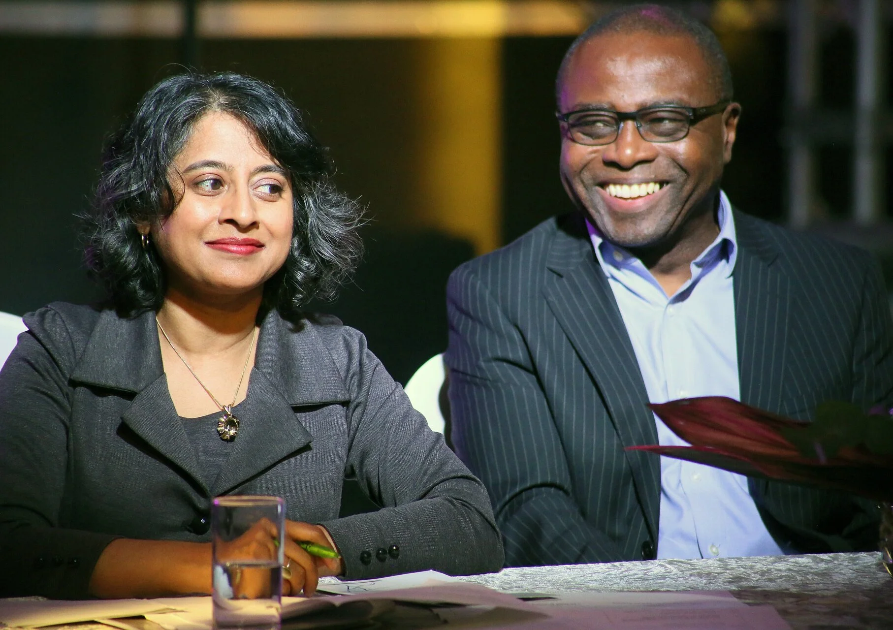 Shruti Bhargava and Cedric Boston enjoy a lighter moment at Unity’s AGM