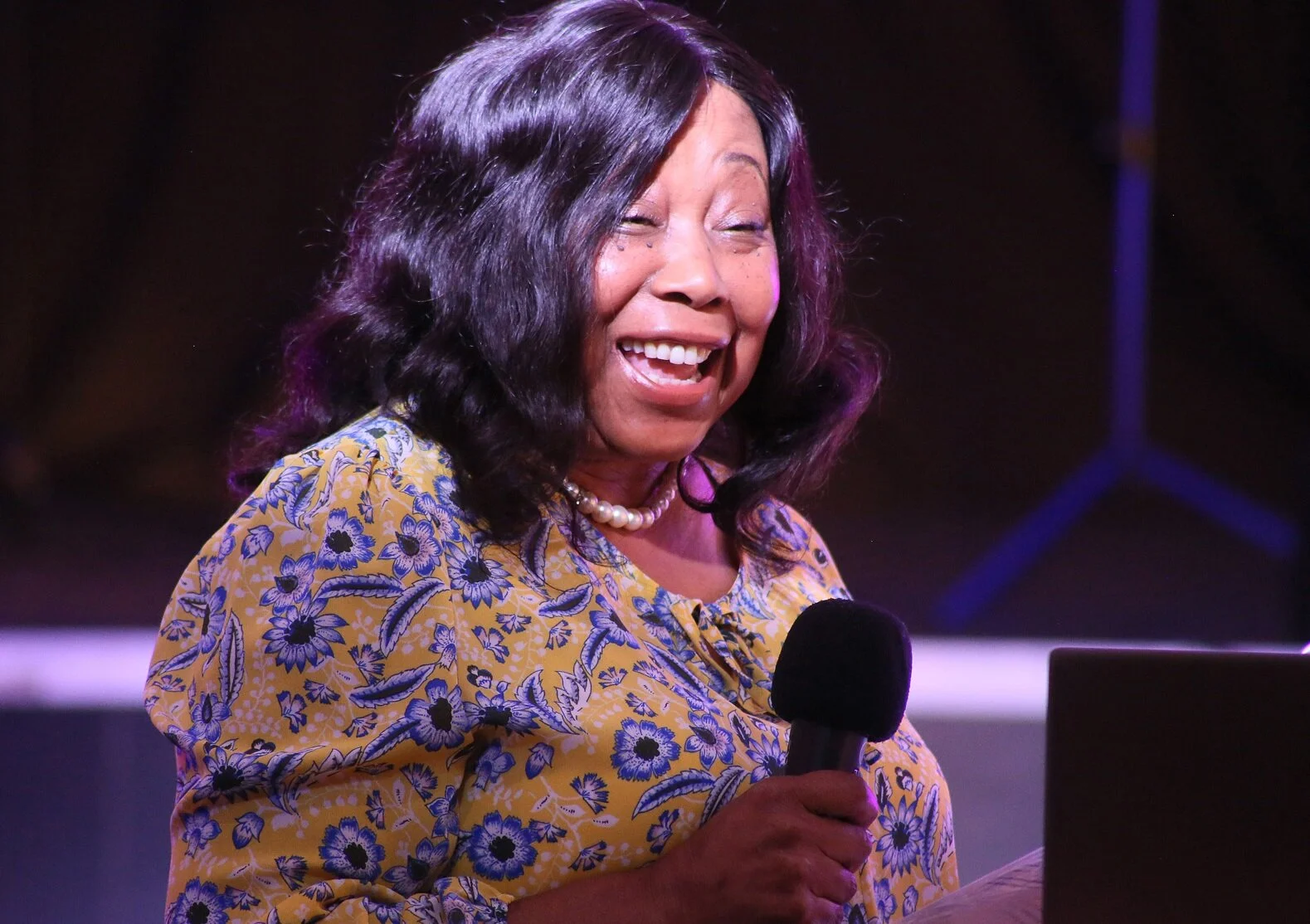 Unity Business Centre tenant Christina Cambridge delivering an impassioned speech