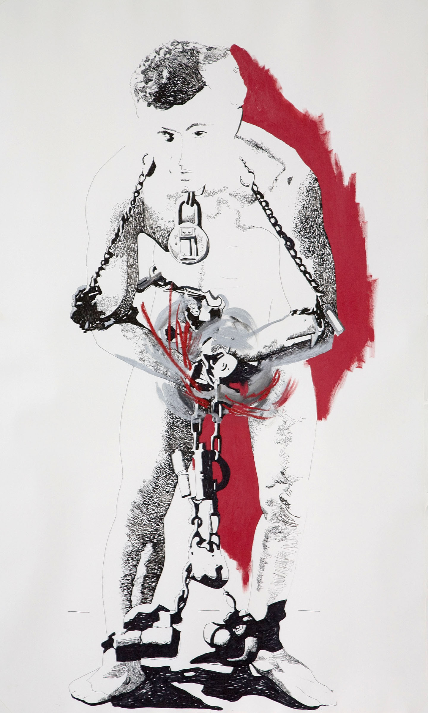  "Houdini (Pink Shadow)" (2007)  Ink and oil on unprinted paper  72 x 44.5 in 