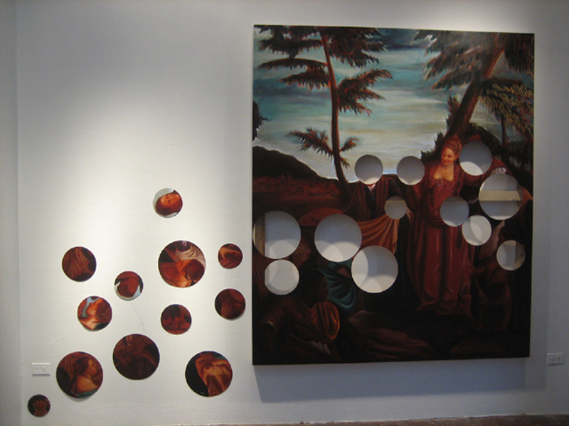  "Finding Moses" &nbsp;(2006)  Oil on canvas  7 x 6-12 ft, dimensions variable. Canvas is 6 ft wide. 