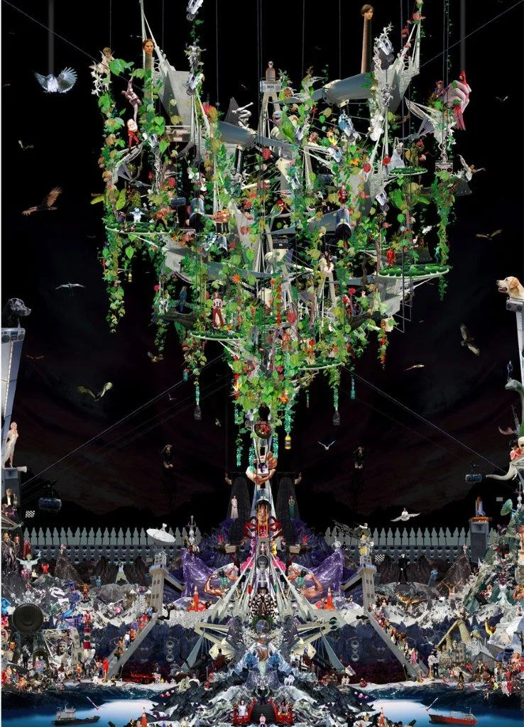 "Temple 4 (Young and Old)" &nbsp;(2007)Simmons: Light jet print; &nbsp;&nbsp;Burke: CD (audio portion)65.38 x 47.13 in; &nbsp;CD: 50 mins