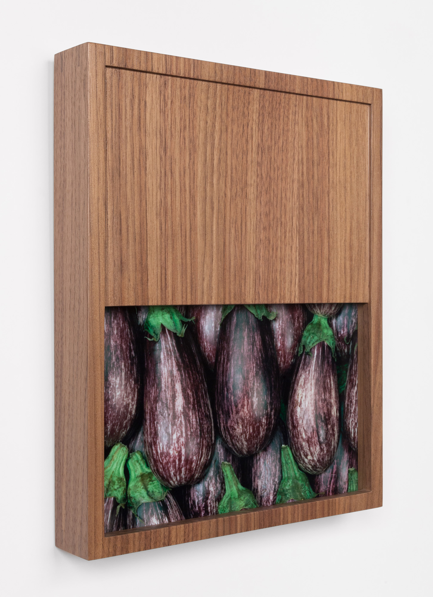  Alex Kisilevich  Eggplants , 2016 C-print mounted to stonehenge gator, modified wooden frame, 13" x 10.75" x 2" Signed edition of 5 + AP    