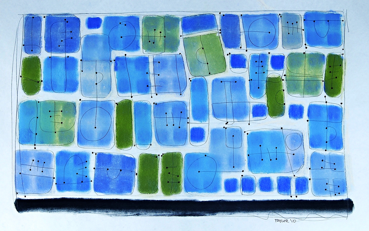 blue 2010 Pastel with pencil and ink on paper. 26” x 37”